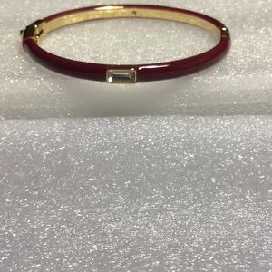 On 34th Bracelet NWOT Wine Enamel & Cube Clear Sparkle accent.
